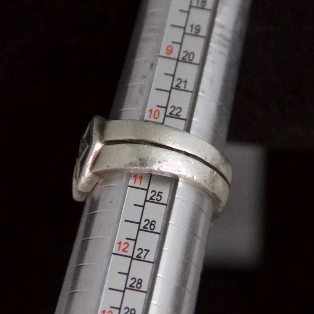 VTG HEAVY Sterling Silver 925 Gothic Punk Biker Ring‎ Size 10.5 Geometric Band